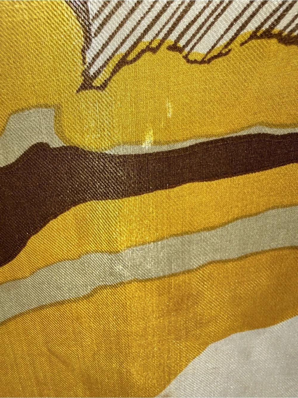 Vintage Christian Dior Yellow & Taupe Silk Scarf